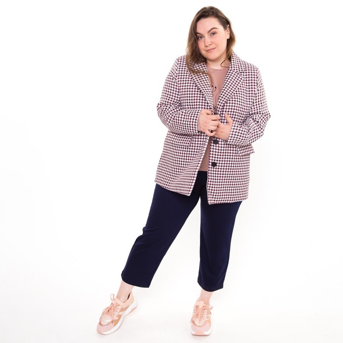 Пиджак женский, цвет розовый, гусиная лапка, размер 54 54322