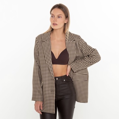 Жакет женский, цвет кофе, гусиная лапка, размер 50