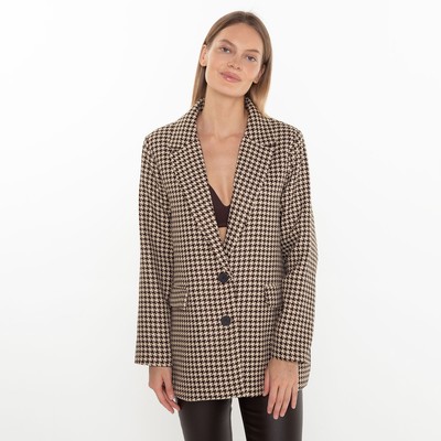 Пиджак женский, цвет кофе, гусиная лапка, размер 54