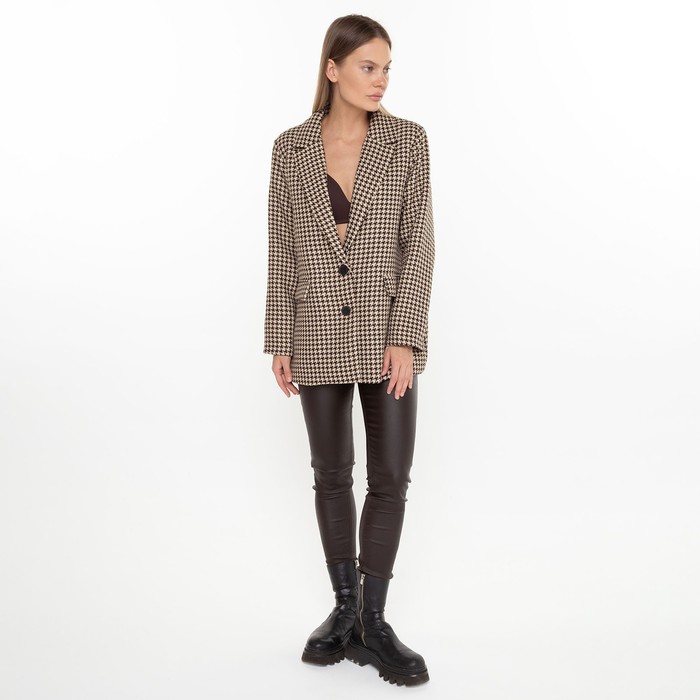 Пиджак женский, цвет кофе, гусиная лапка, размер 54 54328
