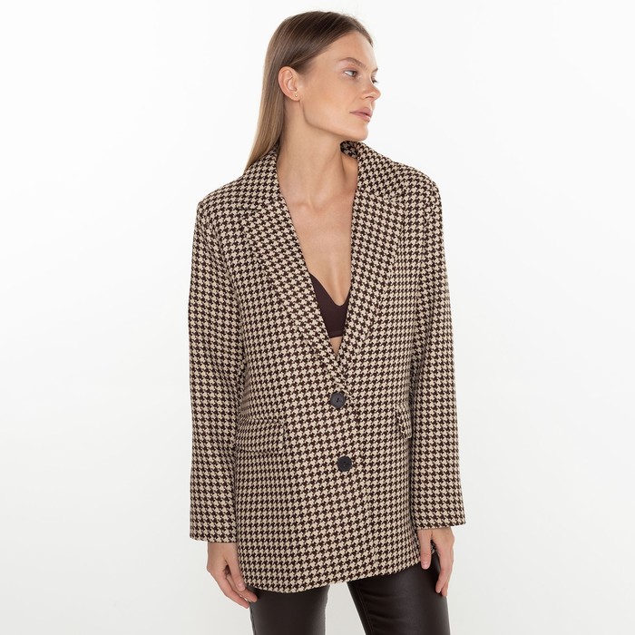 Пиджак женский, цвет кофе, гусиная лапка, размер 54 54328