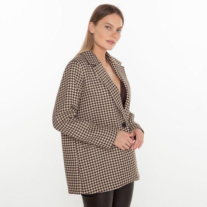 Пиджак женский, цвет кофе, гусиная лапка, размер 54 54328