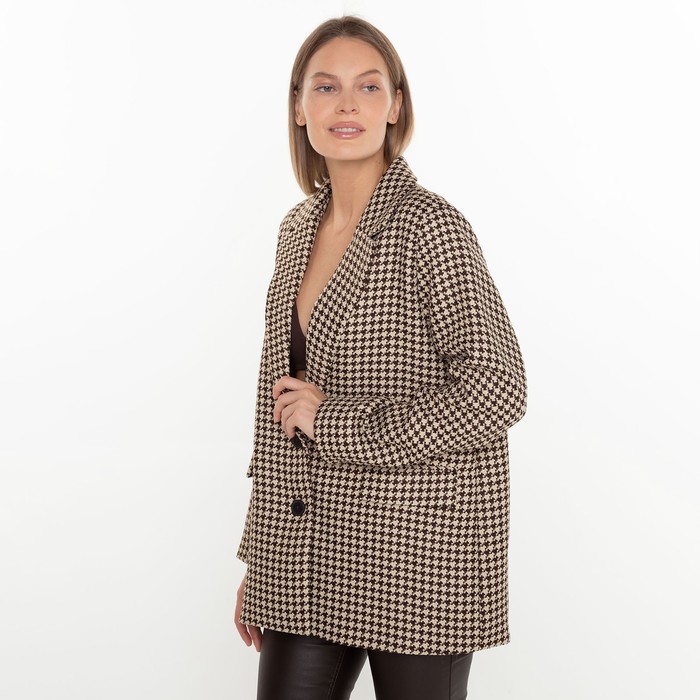 Пиджак женский, цвет кофе, гусиная лапка, размер 54 54328