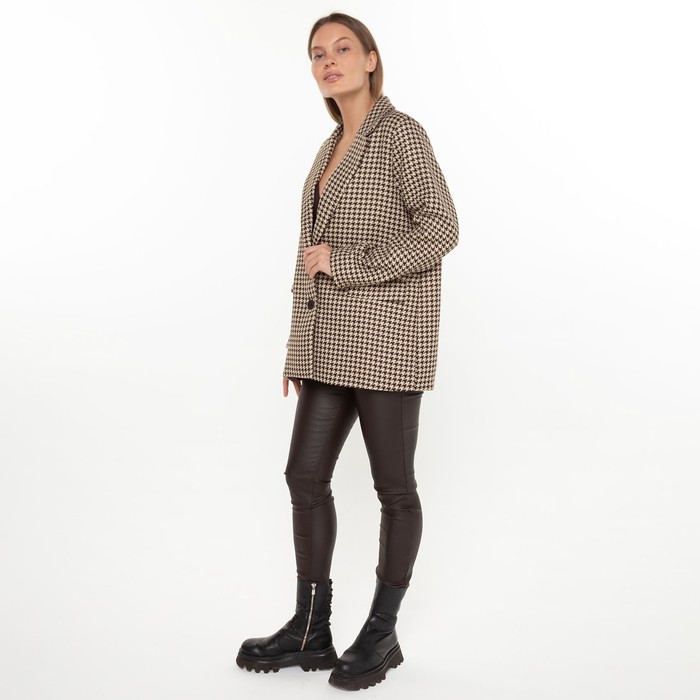 Пиджак женский, цвет кофе, гусиная лапка, размер 54 54328