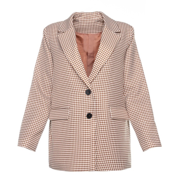 Пиджак женский, цвет коричневый, гусиная лапка, размер 50 54329