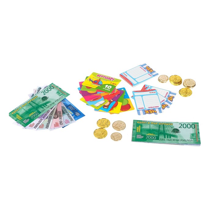 Игровой набор «Мой магазин», бумажные купюры, монеты, ценники, чеки, в пакете - фото 1904536353