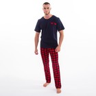 Костюм мужской домашний (футболка и брюки), цвет красный, размер 56 - фото 9741821