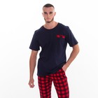 Костюм мужской домашний (футболка и брюки), цвет красный, размер 60 - фото 30309452