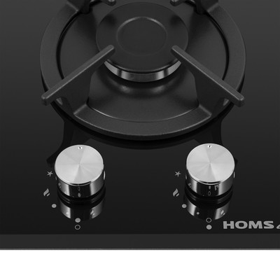 Варочная поверхность HOMSair HGG321BK, газовая, 2 конфорки, чёрная