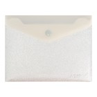 Папка-конверт на кнопке А6 deVENTE, горизонтальная, 114 х 158 мм, 350 мкм, Glitter Shine, фактура "песок" с блестками, сверкающий серый - Фото 1