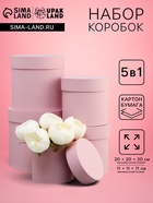 Набор круглых подарочных коробок 5 в 1 «Пыльная роза», 20×20×20 - 11×11×11 см см - Фото 1
