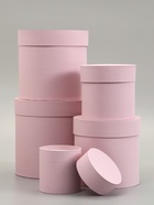 Набор круглых подарочных коробок 5 в 1 «Пыльная роза», 20×20×20 - 11×11×11 см см 7777045