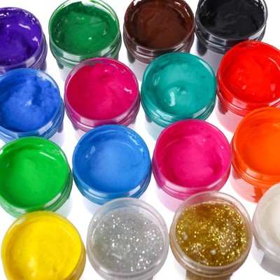 Гуашь 14 цветов, 2 цвета с блёстками, по, 20 мл Тачки