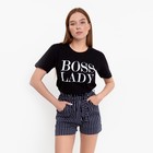 Футболка женская с принтом Ladi Boss, чёрная, размер 48 7905264 - фото 16831852
