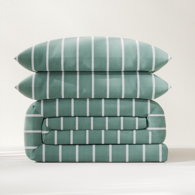 Постельное бельё евро «Этель» Mint stripes, поплин
