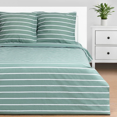 Постельное бельё евро «Этель» Mint stripes, поплин