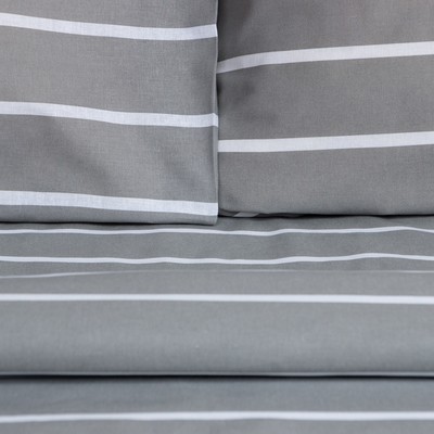 Постельное бельё 1.5-спальное «Этель» Gray stripes, поплин, серое