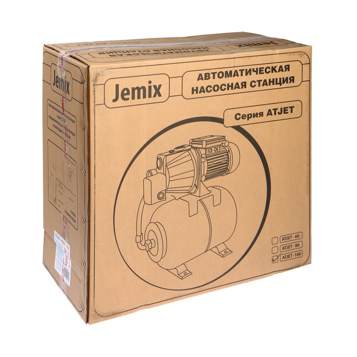 Насосная станция JEMIX ATJET-100, 750 Вт, напор 45 м, 55 л/мин, бак 24 л - фото 18552668