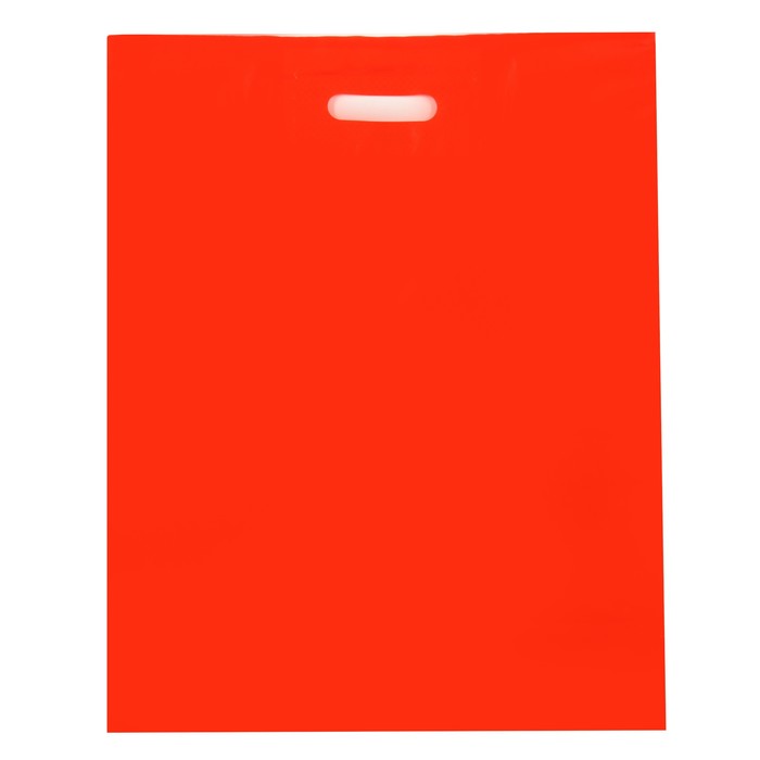 Пакет полиэтиленовый с вырубной ручкой, Красный 40-50 См, 60 мкм