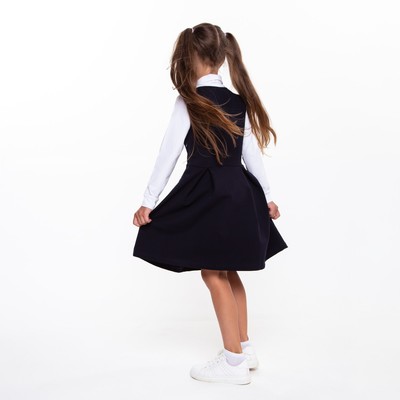 Сарафан школьный для девочки, синий, рост 128 см