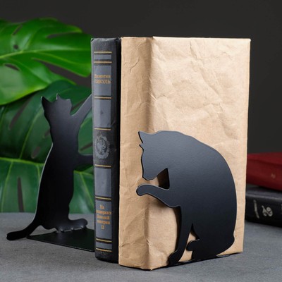 Держатель - подставка для книг «Кошки», набор 2 шт., 15×10×10 см, чёрный