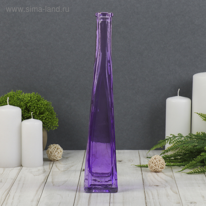 Ваза "Стрелка" четырехгранная, сиреневая 29х5,5х5,5 см, 0,2л 1560 - Фото 1