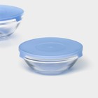 Салатники Доляна «Классика» с крышками, набор 5 шт.: 900/500/350/200/130 мл, стекло, голубые - Фото 3