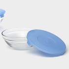 Салатники Доляна «Классика» с крышками, набор 5 шт.: 900/500/350/200/130 мл, стекло, голубые - Фото 4