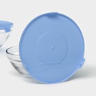 Салатники Доляна «Классика» с крышками, набор 5 шт.: 900/500/350/200/130 мл, стекло, голубые - Фото 5