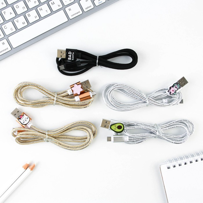 Кабель с доп элементом Micro USB, цвет микс. - Фото 1