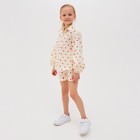 Блузка для девочки с сердечками MINAKU: Cotton Collection, бежевая, рост 104 см - Фото 2