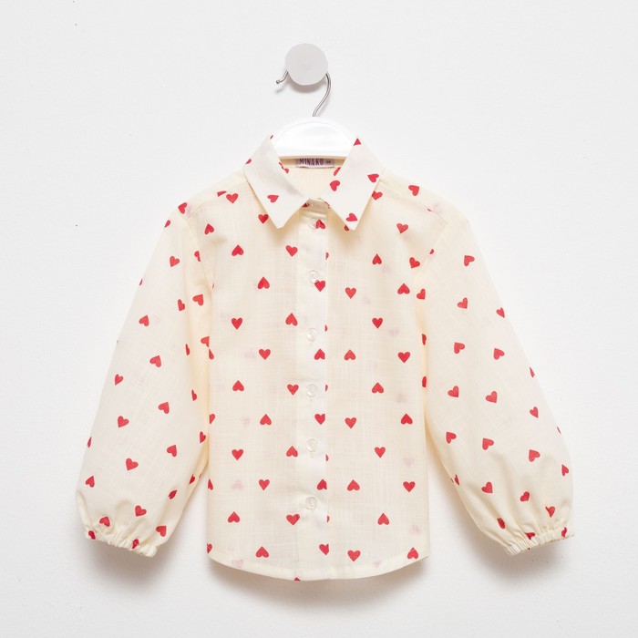 Блузка для девочки MINAKU: Cotton Collection цвет бежевый, рост 116 - фото 1927904703