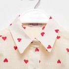 Блузка для девочки с сердечками MINAKU: Cotton Collection, бежевая, рост 152 см - Фото 10