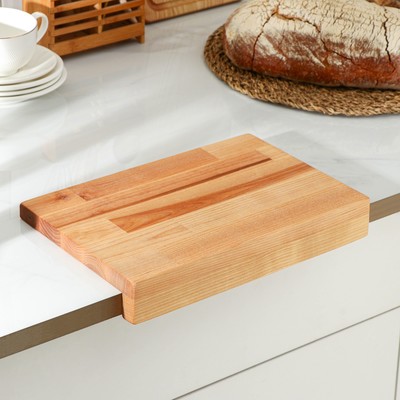 Доска разделочная с упором Adelica «Мастер шеф», 30×20×1.8 см, пропитана минеральным маслом, дерево берёза