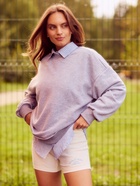 Свитшот женский MINAKU: Casual Collection цвет светло-серый меланж, размер 50-52 - фото 57959412