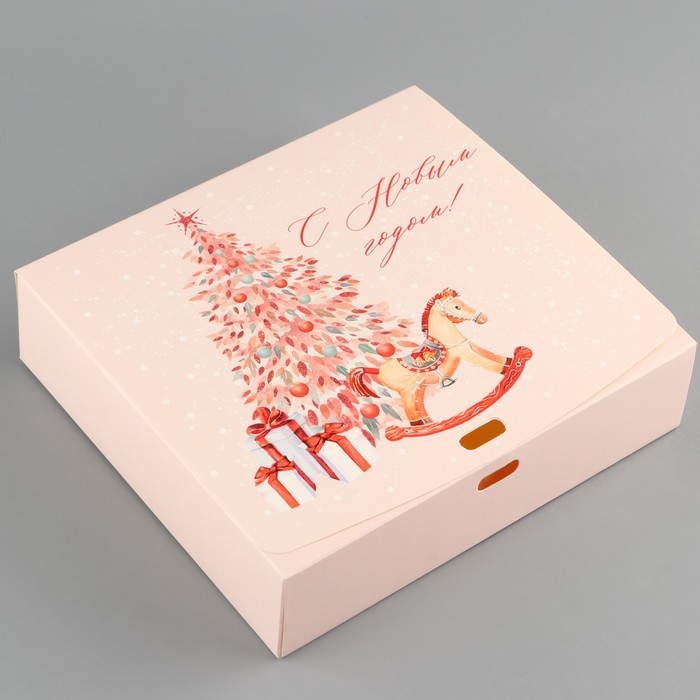 Складная коробка подарочная «Новогодние игрушки», 20 × 18 × 5 см, БЕЗ ЛЕНТЫ