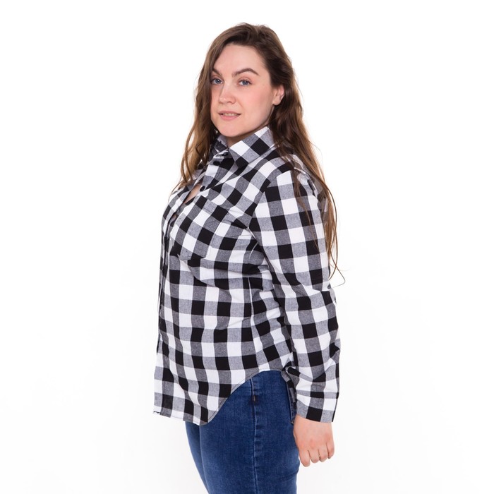 Рубашка женская, чёрно-белая клетка, размер 50 54358