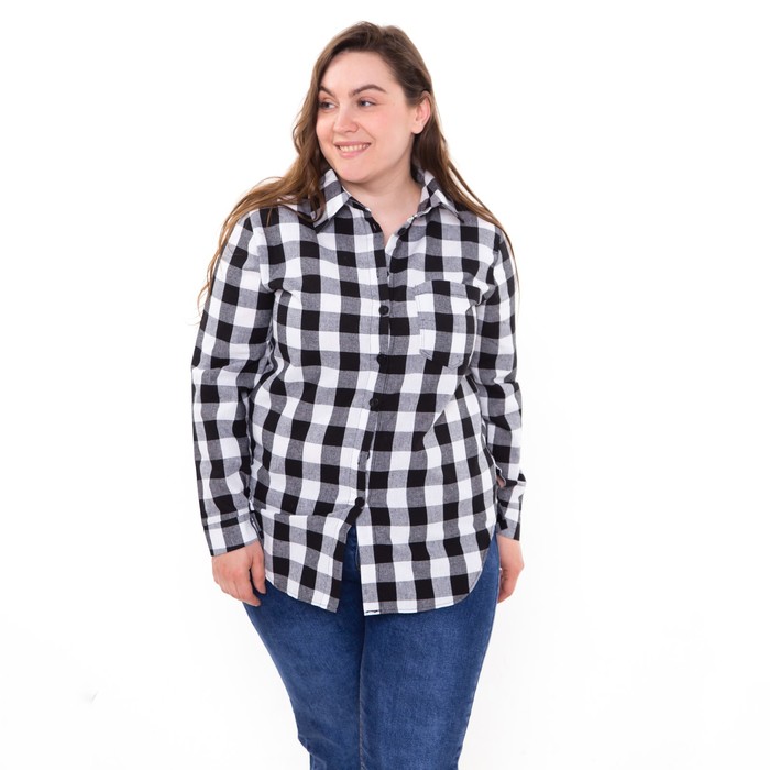 Рубашка женская, чёрно-белая клетка, размер 50 54358