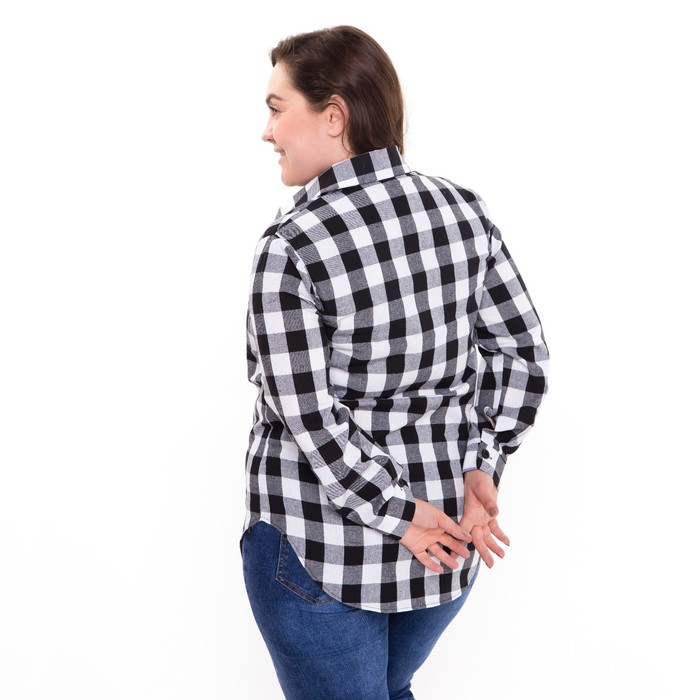 Рубашка женская, чёрно-белая клетка, размер 50 54358