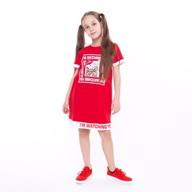 Платье для девочки, цвет красный, рост 128 см