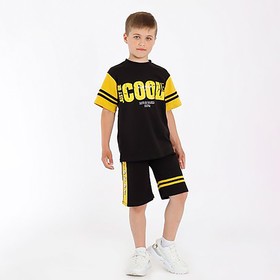 Комплект для мальчика (футболка, шорты), цвет чёрный, рост 122 см