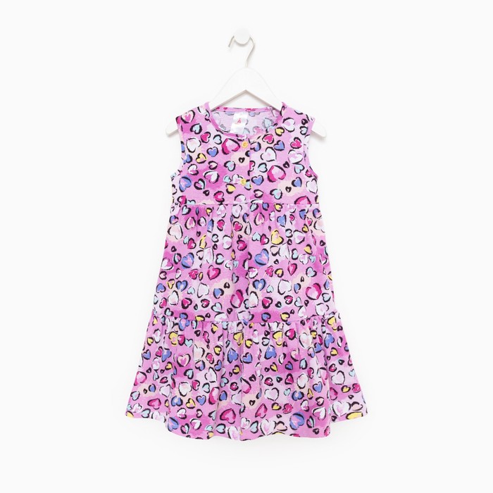 Платье для девочки, цвет розовый/сердца, рост 116 см