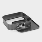 Форма для выпечки Доляна «Элин. Квадрат», 24×6.5 см, разъёмная, антипригарное покрытие, чёрная - Фото 4