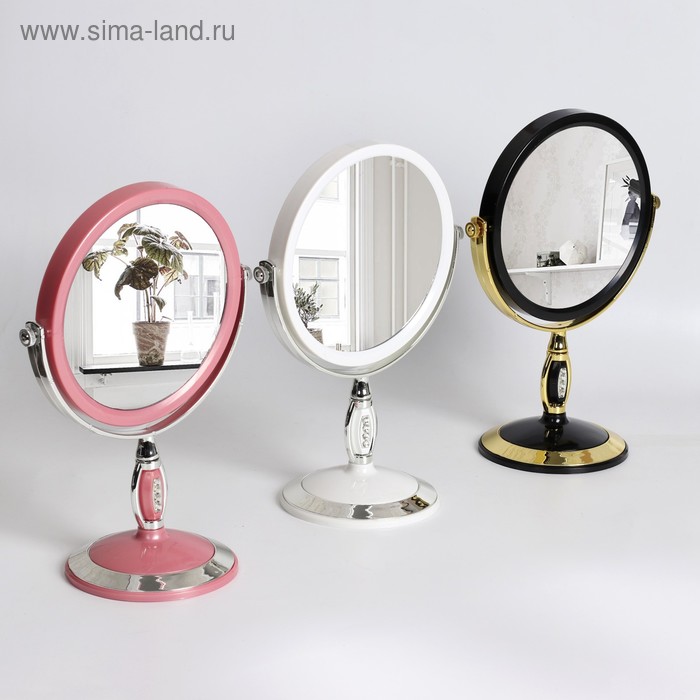 Зеркало настольное, двустороннее, с увеличением, d зеркальной поверхности 15 см, цвет МИКС - Фото 1