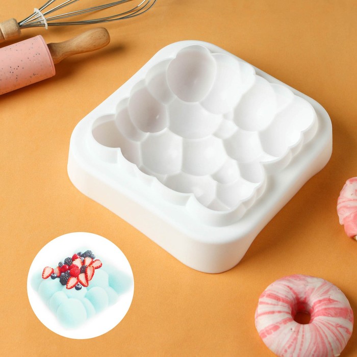 Форма для муссовых десертов и выпечки KONFINETTA «Воздушные пузыри», силикон, 20×5,5 см, цвет белый - Фото 1