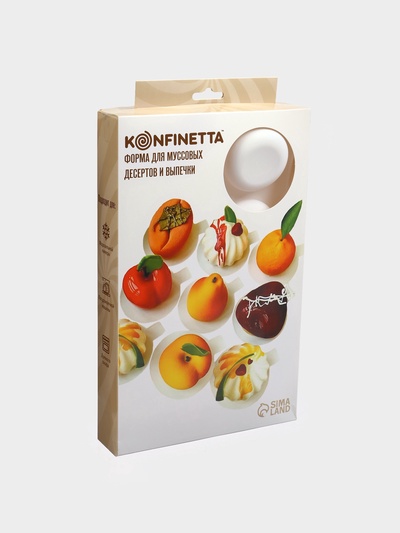 Форма для муссовых десертов и выпечки KONFINETTA «Пуэнти», силикон, 30×17.5×1.5 см, 8 ячеек (5.5×1.5 см), белая