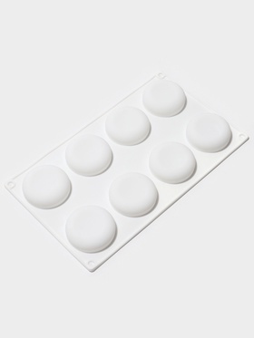 Форма для муссовых десертов и выпечки KONFINETTA «Пуэнти», силикон, 30×17.5×1.5 см, 8 ячеек (5.5×1.5 см), белая