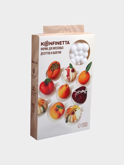 Форма для выпечки и муссовых десертов KONFINETTA «Облако», силикон, 30×18.8×3.5 см, 6 ячеек (7.4×7.4 см), белая