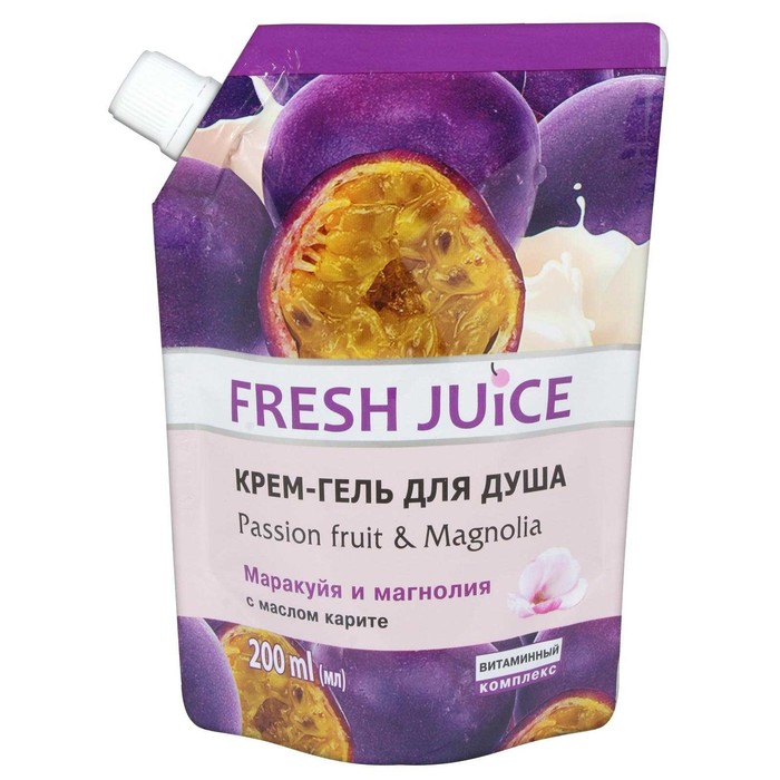 Крем-гель для душа Fresh Juice, Passion fruit & Magnolia, саше, 200 мл - Фото 1
