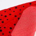 Отрез трикотажный для рукоделия, велюр, на красном фоне чёрный горох, 45 × 50 см - фото 9583492